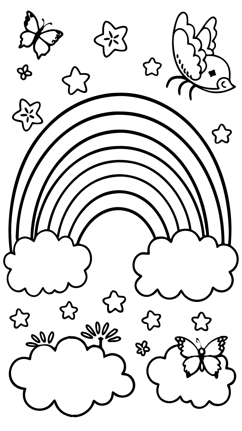 rainbow with clouds coloring page